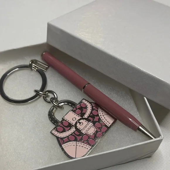 Coach Pink and Silver Purse Keychain and Coach Pen - Picture 6 of 6